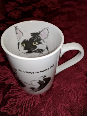 Custom cat mug with inside wall printing and full outside wrap, kiln-fired near Toronto by Toronto Porcelain Printing